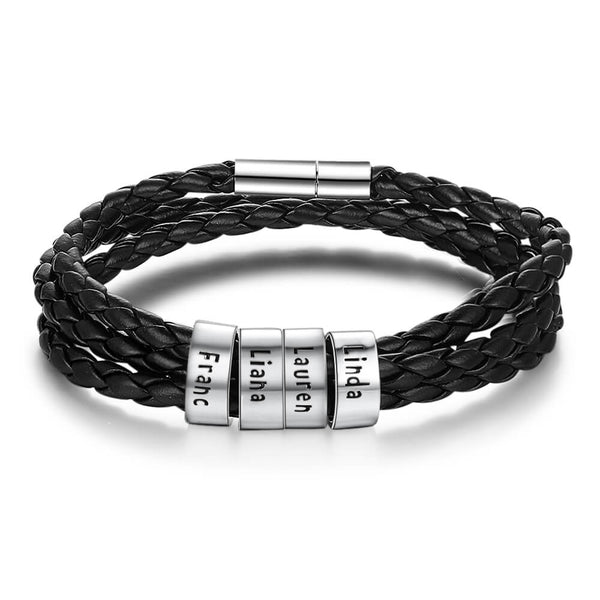 Men's Engraved 4 Beads Bracelet