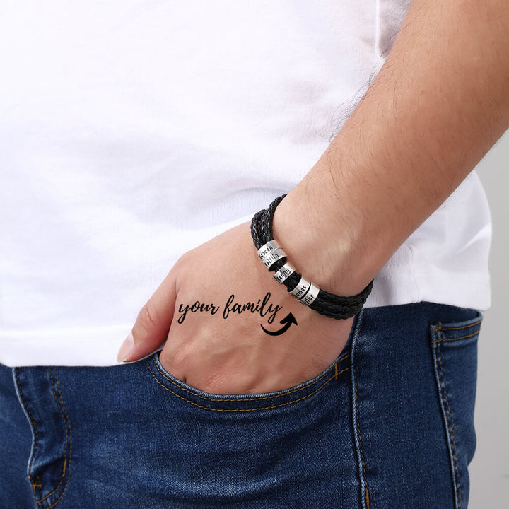 Men's Engraved 5 Beads Bracelet