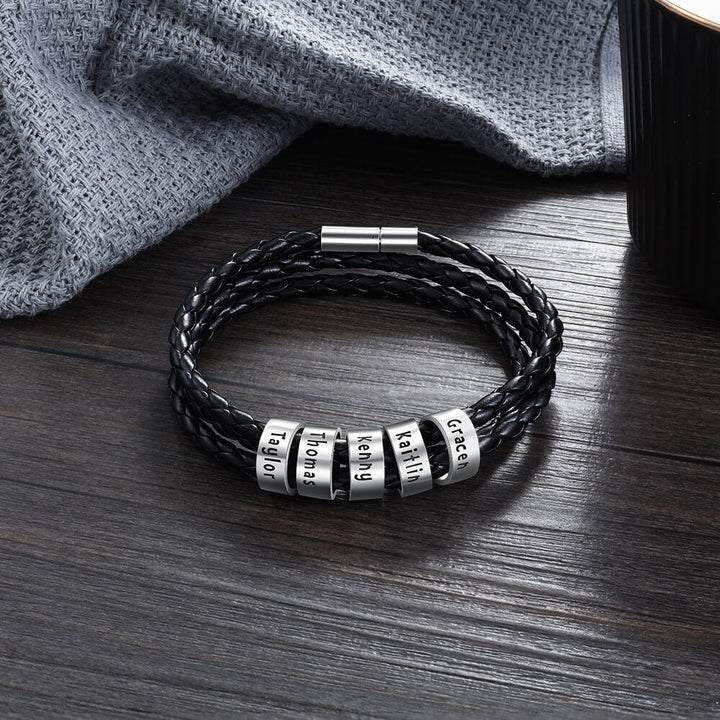 Men's Engraved 5 Beads Bracelet