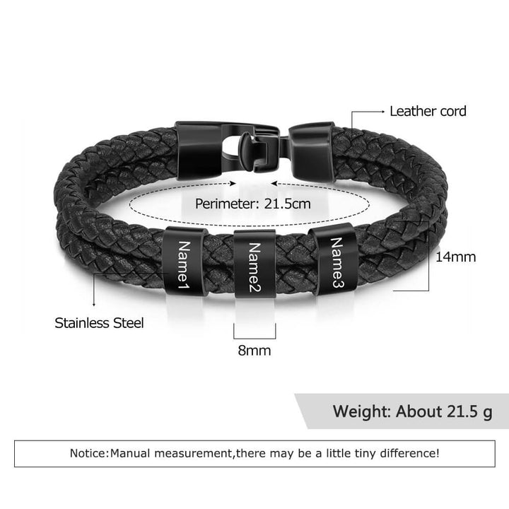 Men's Engraved 3 Beads Bracelet