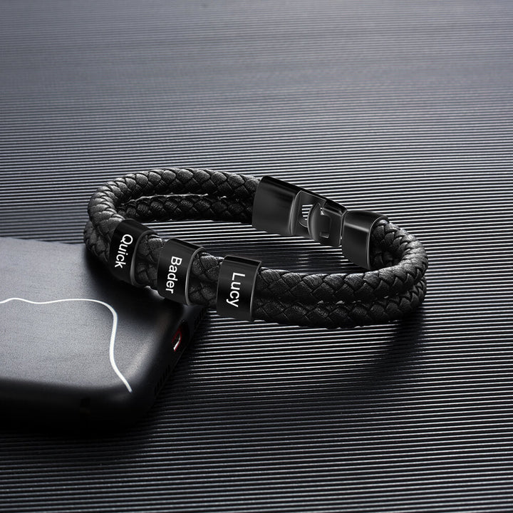 Men's Engraved 3 Beads Bracelet