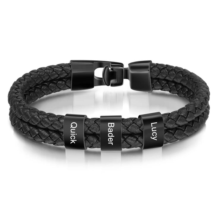 Men's Engraved 3 Beads Bracelet