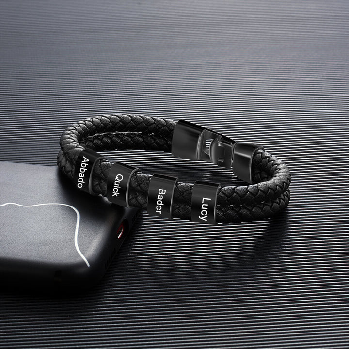Men's Engraved 4 Beads Bracelet