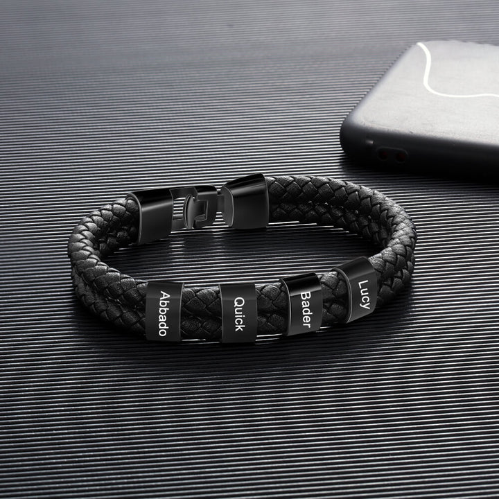 Men's Engraved 4 Beads Bracelet
