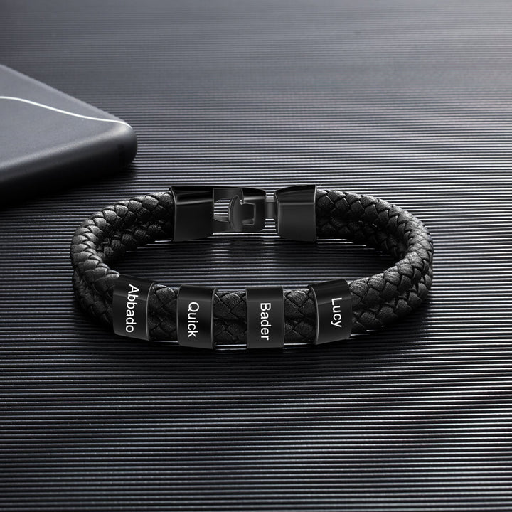 Men's Engraved 4 Beads Bracelet