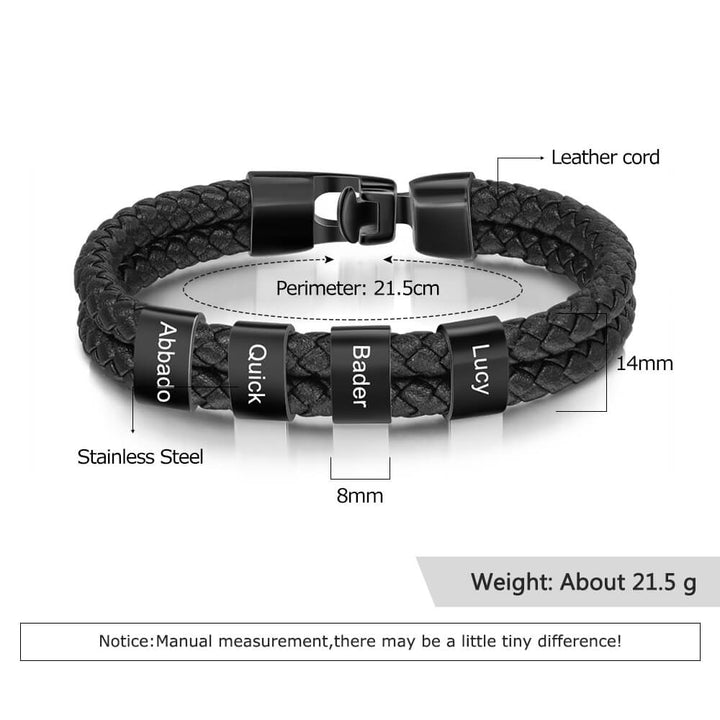 Men's Engraved 4 Beads Bracelet