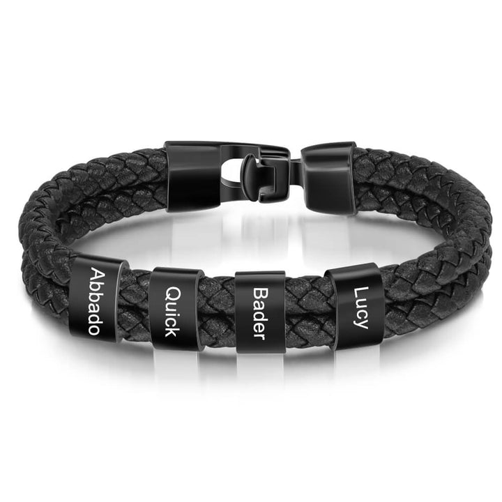Men's Engraved 4 Beads Bracelet