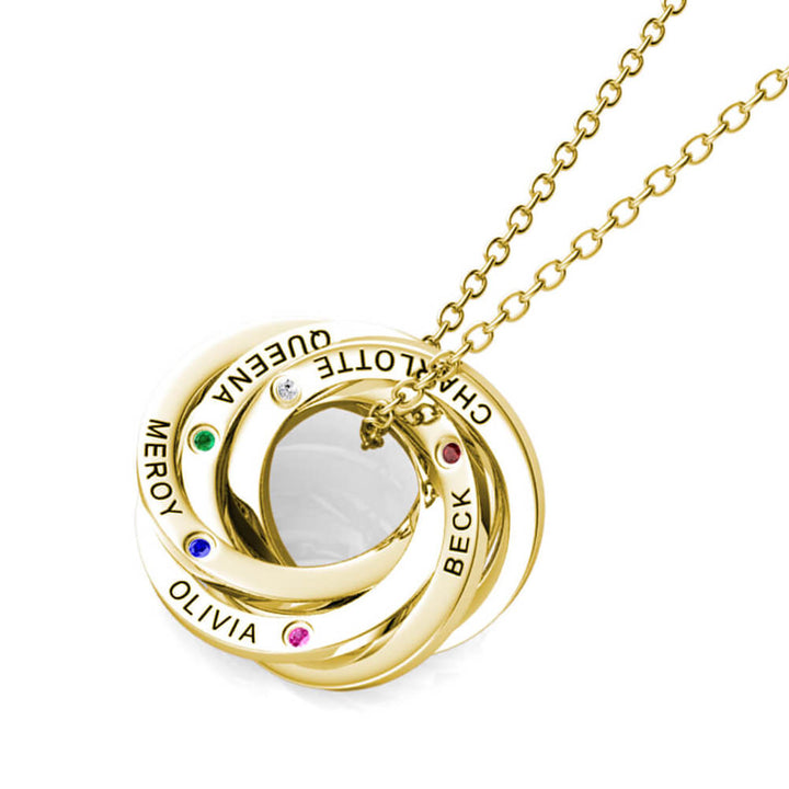 Russian 5 Ring Necklace with 5 Birthstones