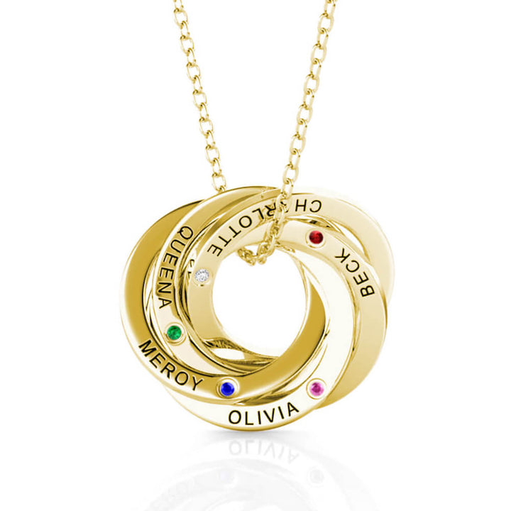 Russian 5 Ring Necklace with 5 Birthstones