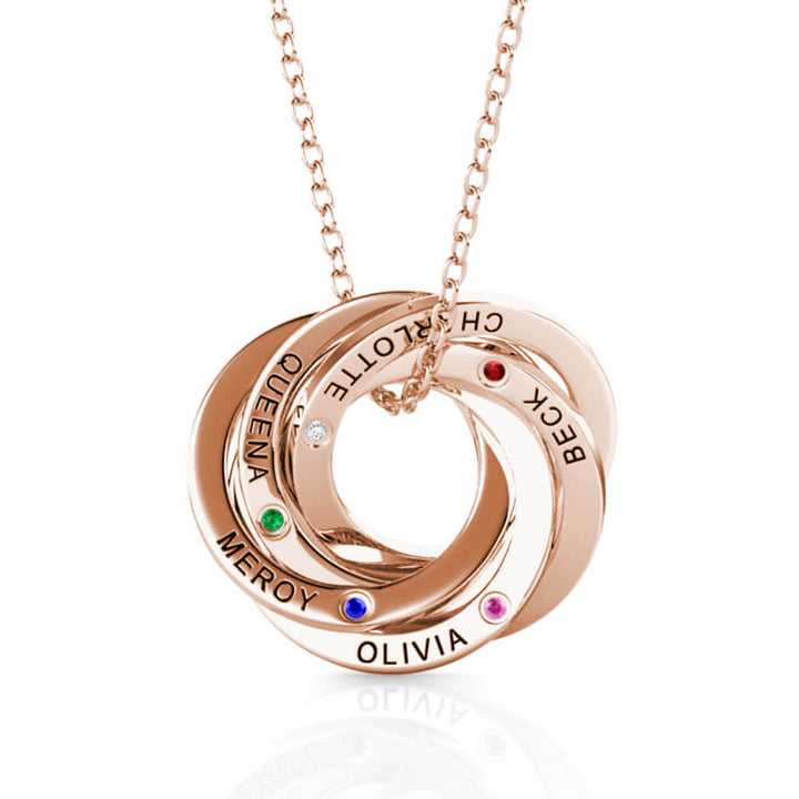 Russian 5 Ring Necklace with 5 Birthstones