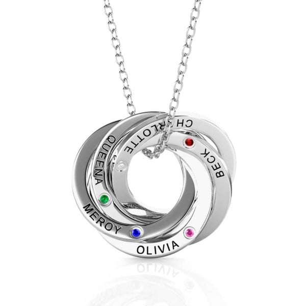 Russian 5 Ring Necklace with 5 Birthstones