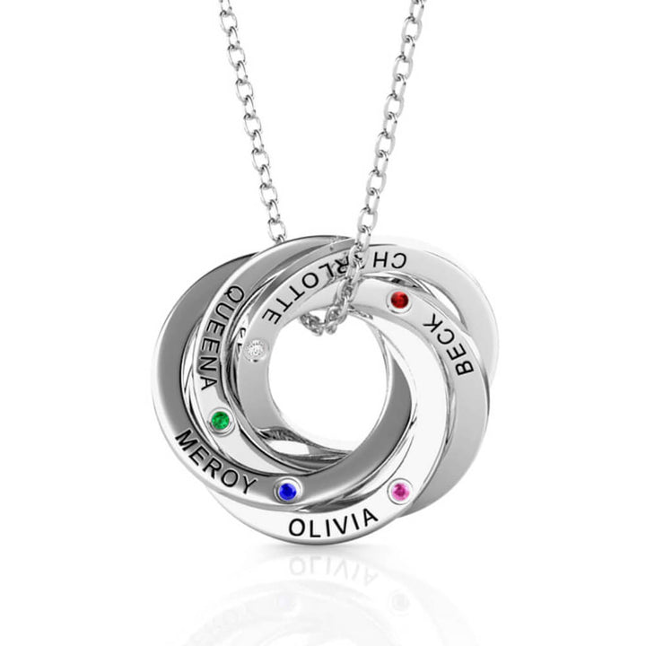 Russian 5 Ring Necklace with 5 Birthstones