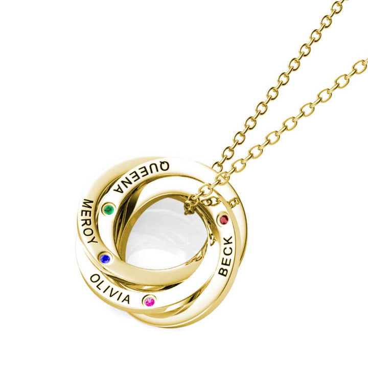 Russian 4 Ring Necklace with 4 Birthstones