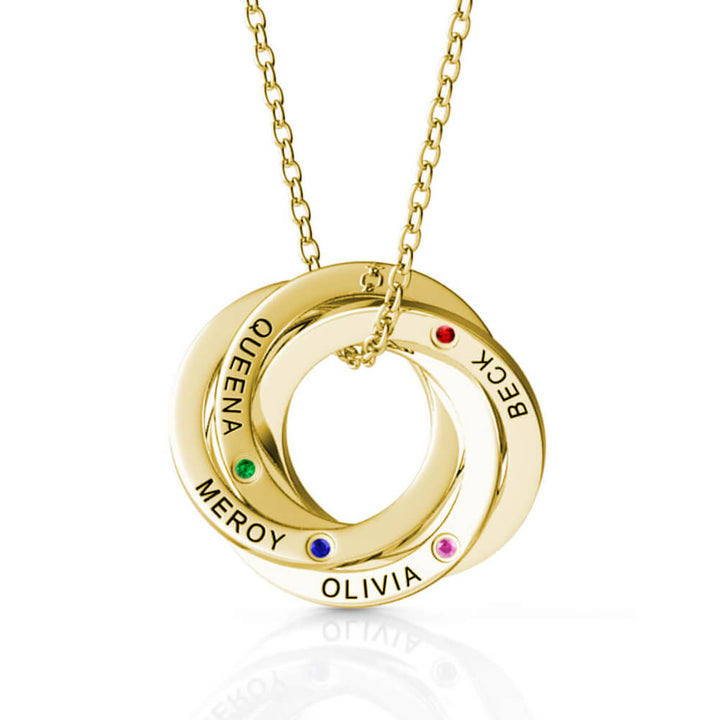 Russian 4 Ring Necklace with 4 Birthstones