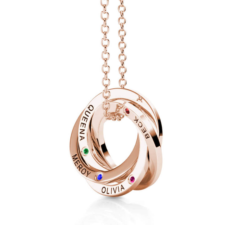 Russian 4 Ring Necklace with 4 Birthstones