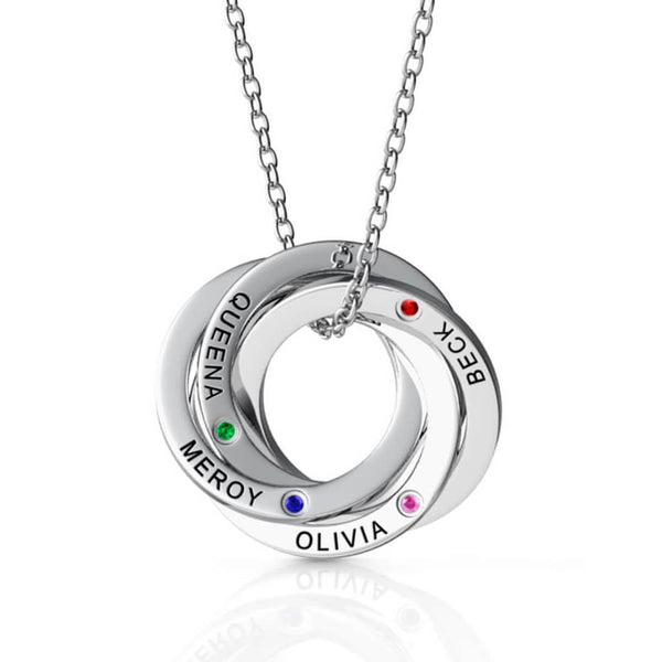 Russian 4 Ring Necklace with 4 Birthstones