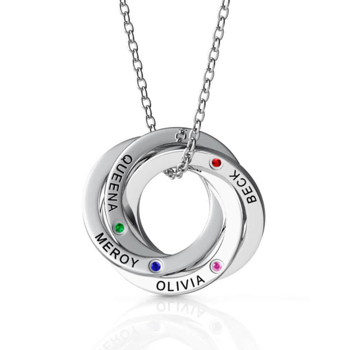 Russian 4 Ring Necklace with 4 Birthstones