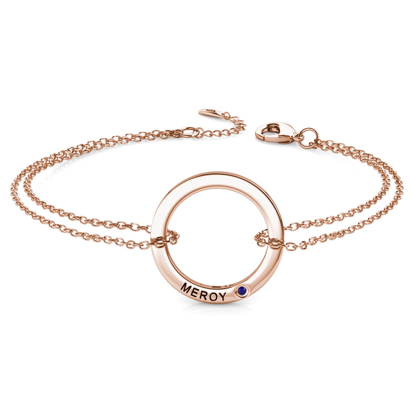 Engraved Ring Bracelet with Birthstones