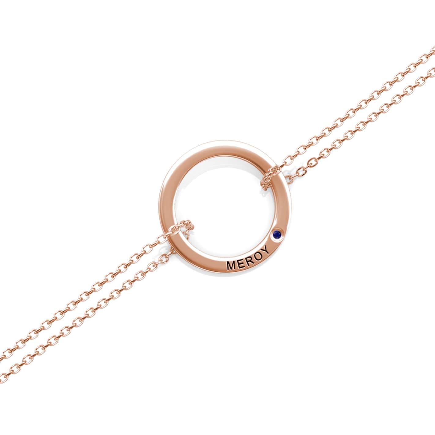 Engraved Ring Bracelet with Birthstones