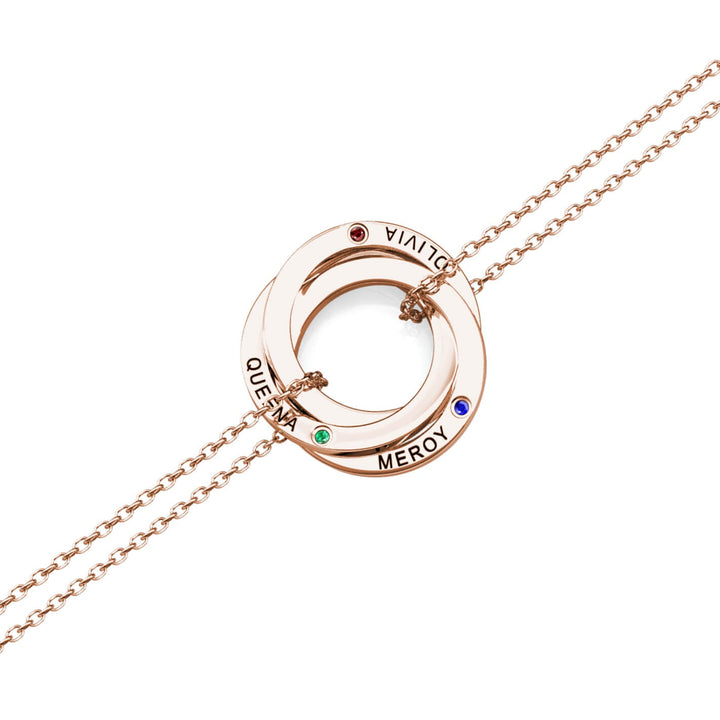 Russian 3 Ring Bracelet with 3 Birthstones