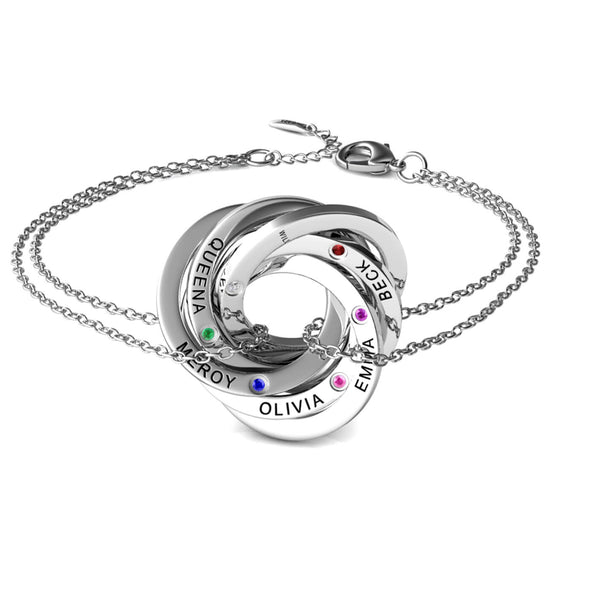 Russian 6 Ring Bracelet with 6 Birthstones