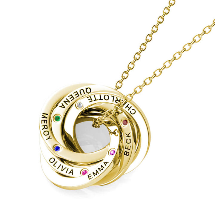 Russian 6 Ring Necklace with 6 Birthstones