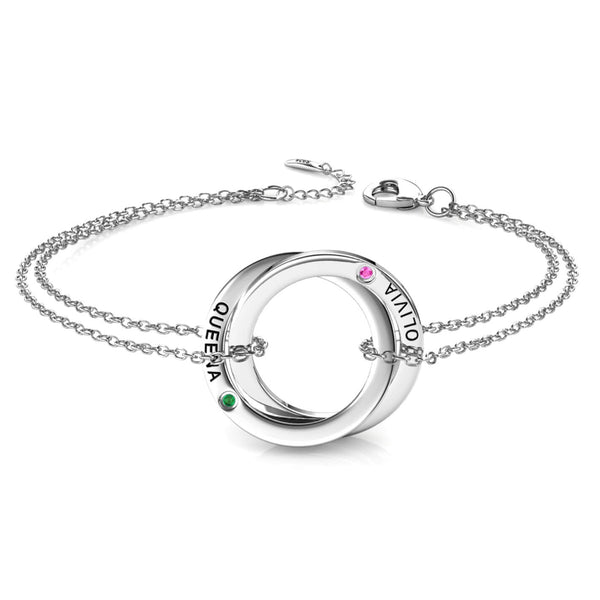 Russian 2 Ring Bracelet with 2 Birthstones