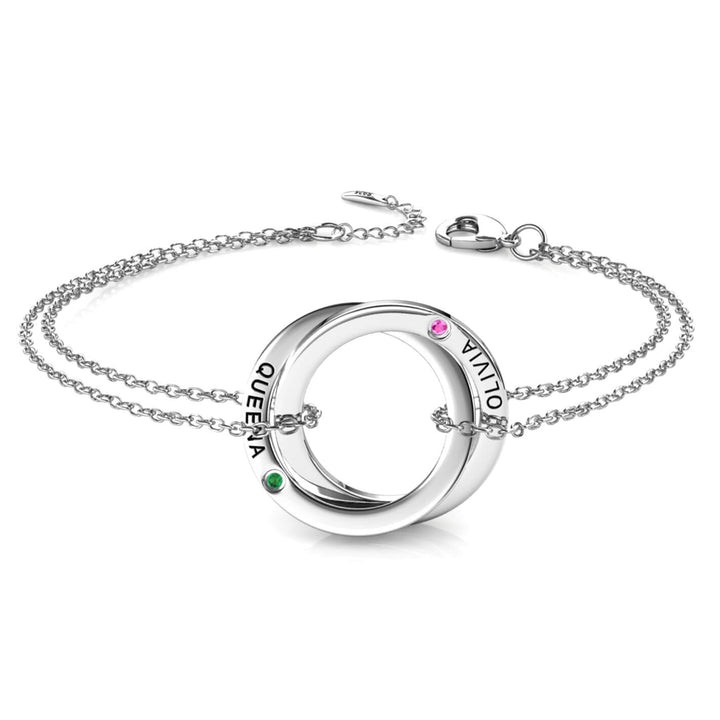 Russian 2 Ring Bracelet with 2 Birthstones