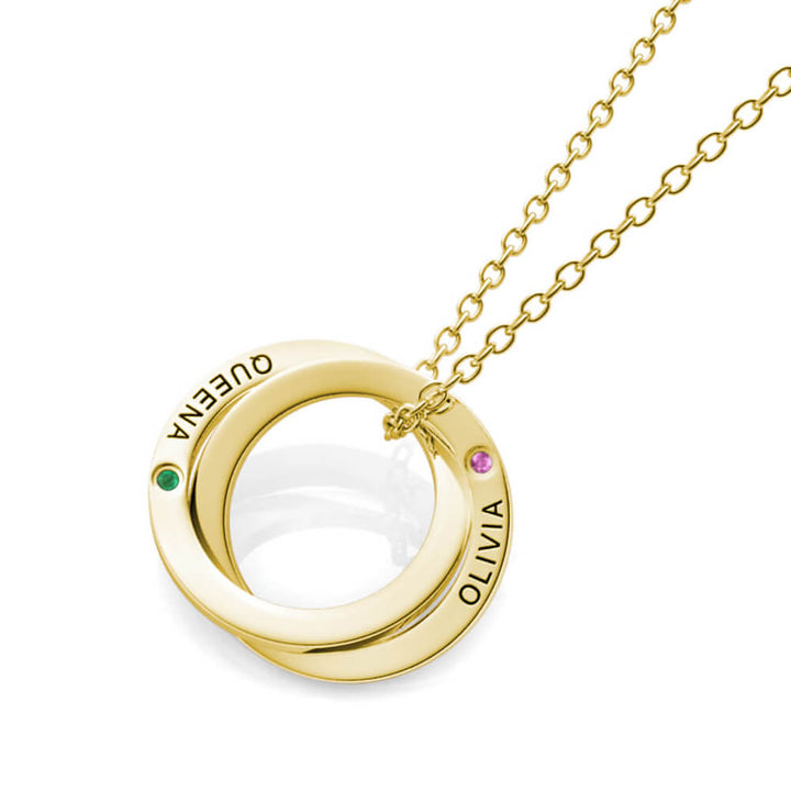 Russian 2 Ring Necklace with 2 Birthstones