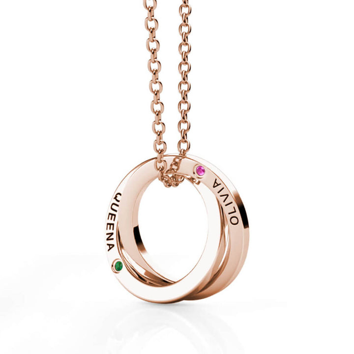 Russian 2 Ring Necklace with 2 Birthstones
