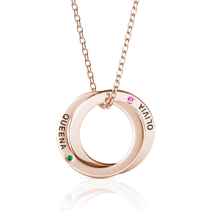 Russian 2 Ring Necklace with 2 Birthstones