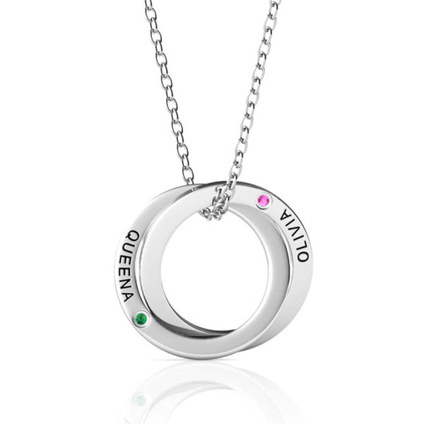 Russian 2 Ring Necklace with 2 Birthstones