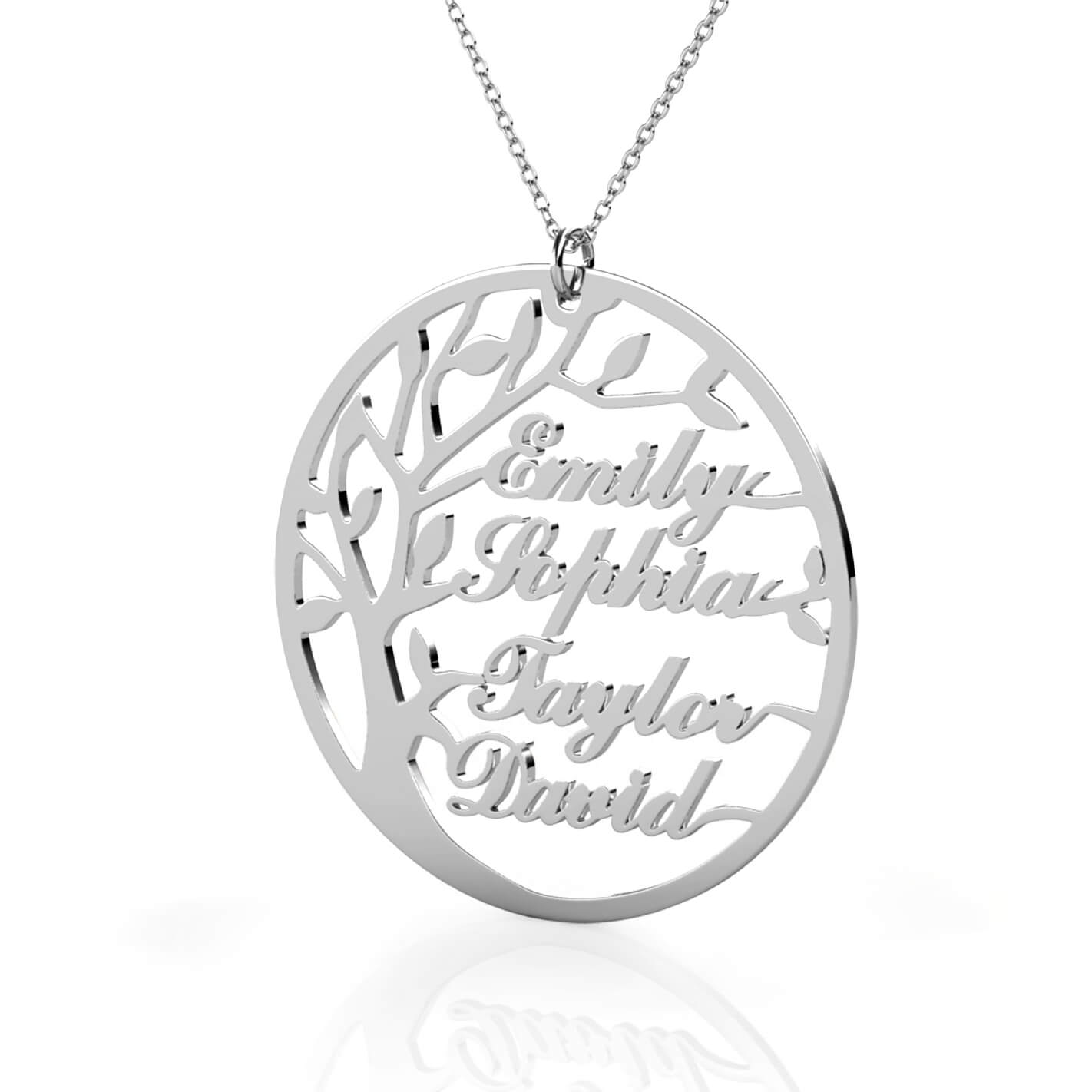 Personalised Family Tree 4 Name Necklace