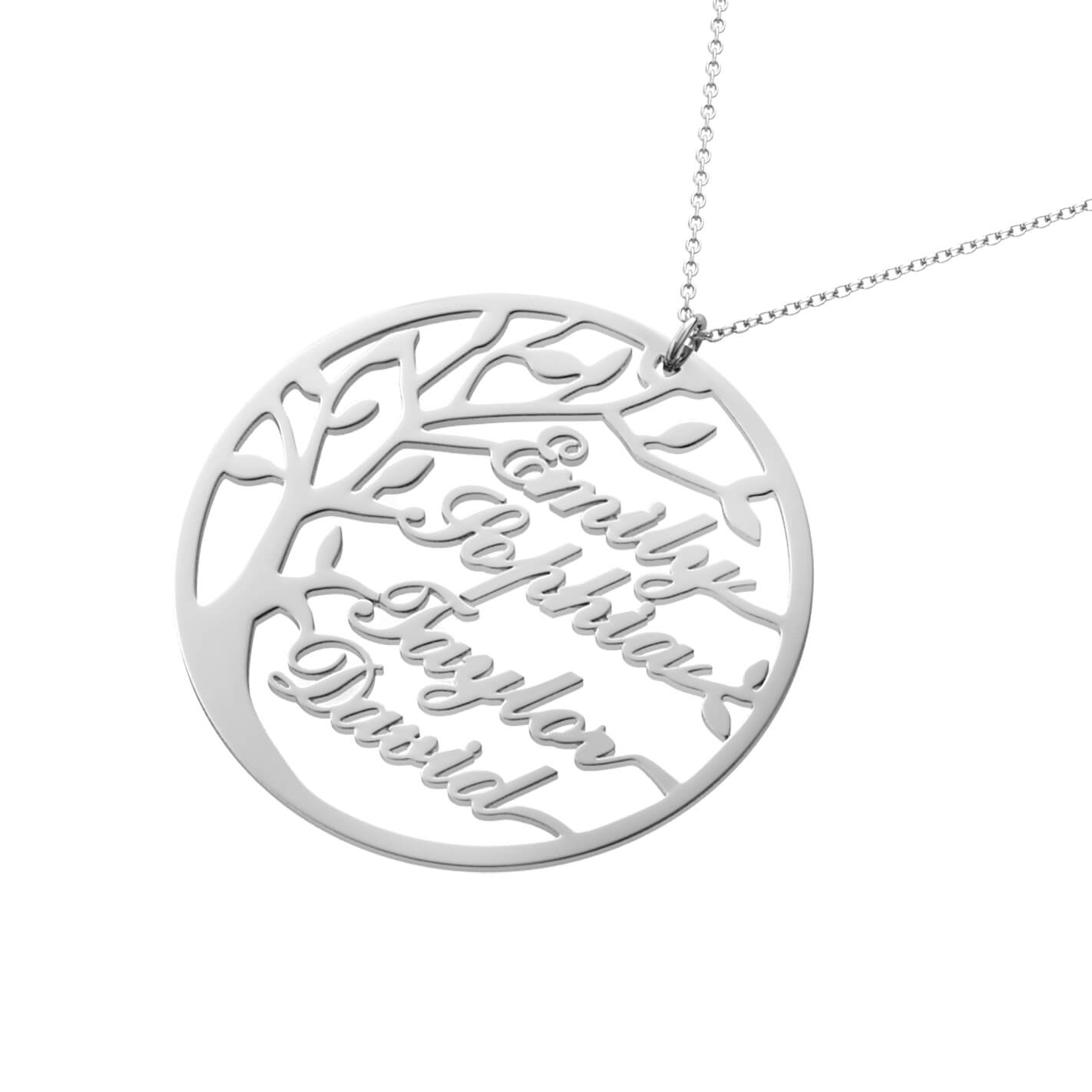 Personalised Family Tree 4 Name Necklace