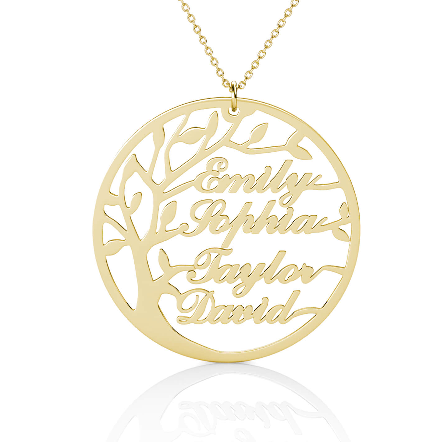 Personalised Family Tree 4 Name Necklace