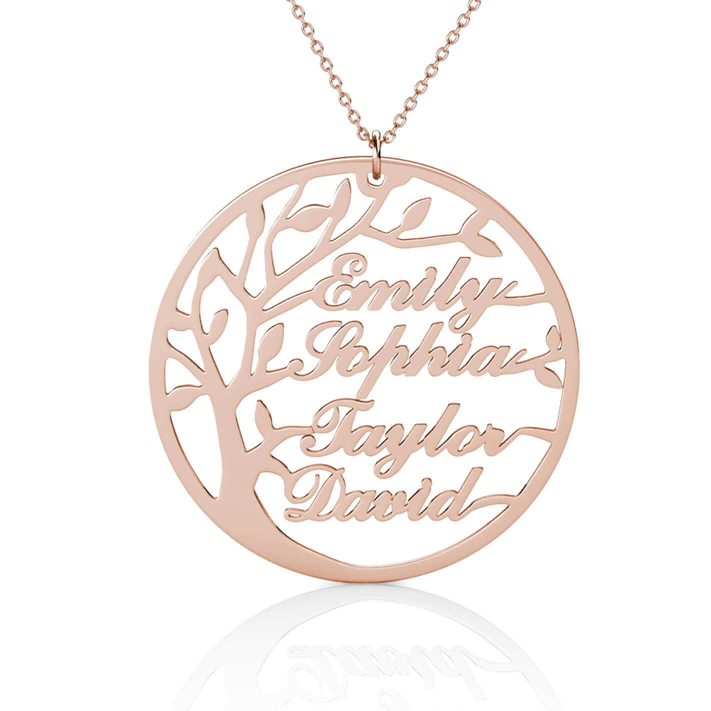 Personalised Family Tree 4 Name Necklace