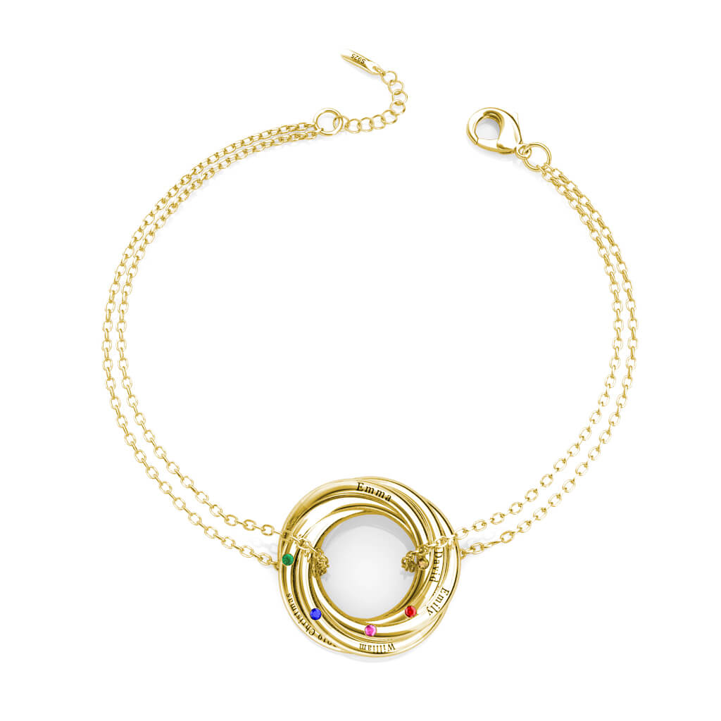 Russian 5 Ring Bracelet with 5 Birthstones
