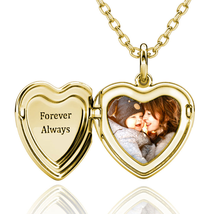 Heart Photo Locket Necklace with Engraving