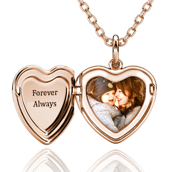 Heart Photo Locket Necklace with Engraving