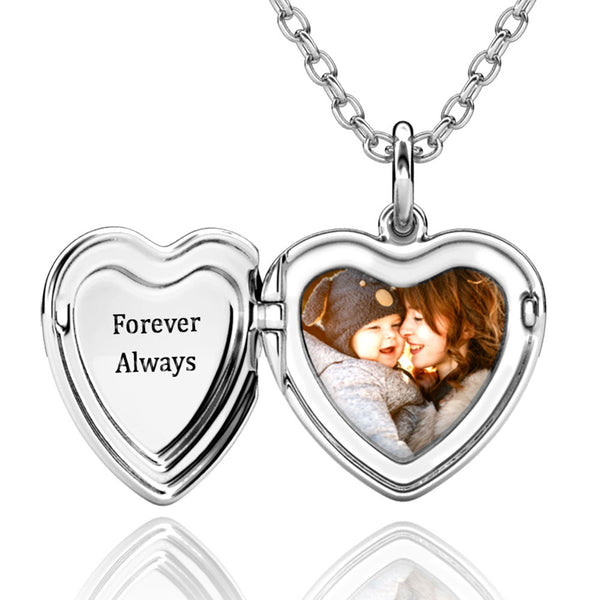 Heart Photo Locket Necklace with Engraving