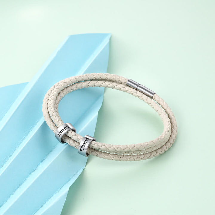 Engraved 2 Beads Bracelet