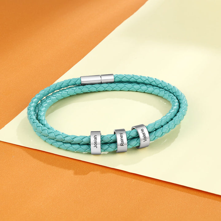 Engraved 3 Beads Bracelet