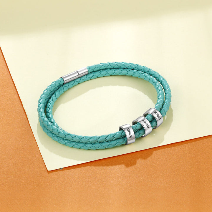 Engraved 3 Beads Bracelet