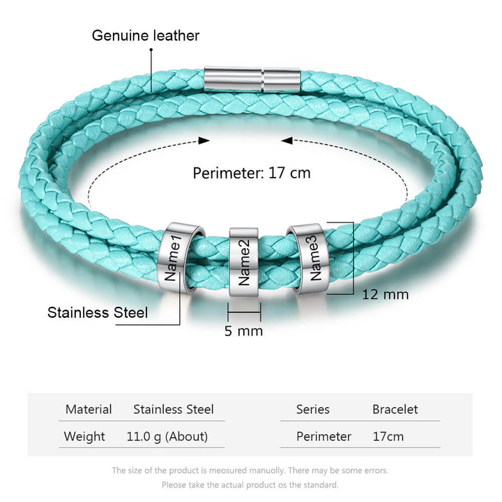 Engraved 3 Beads Bracelet