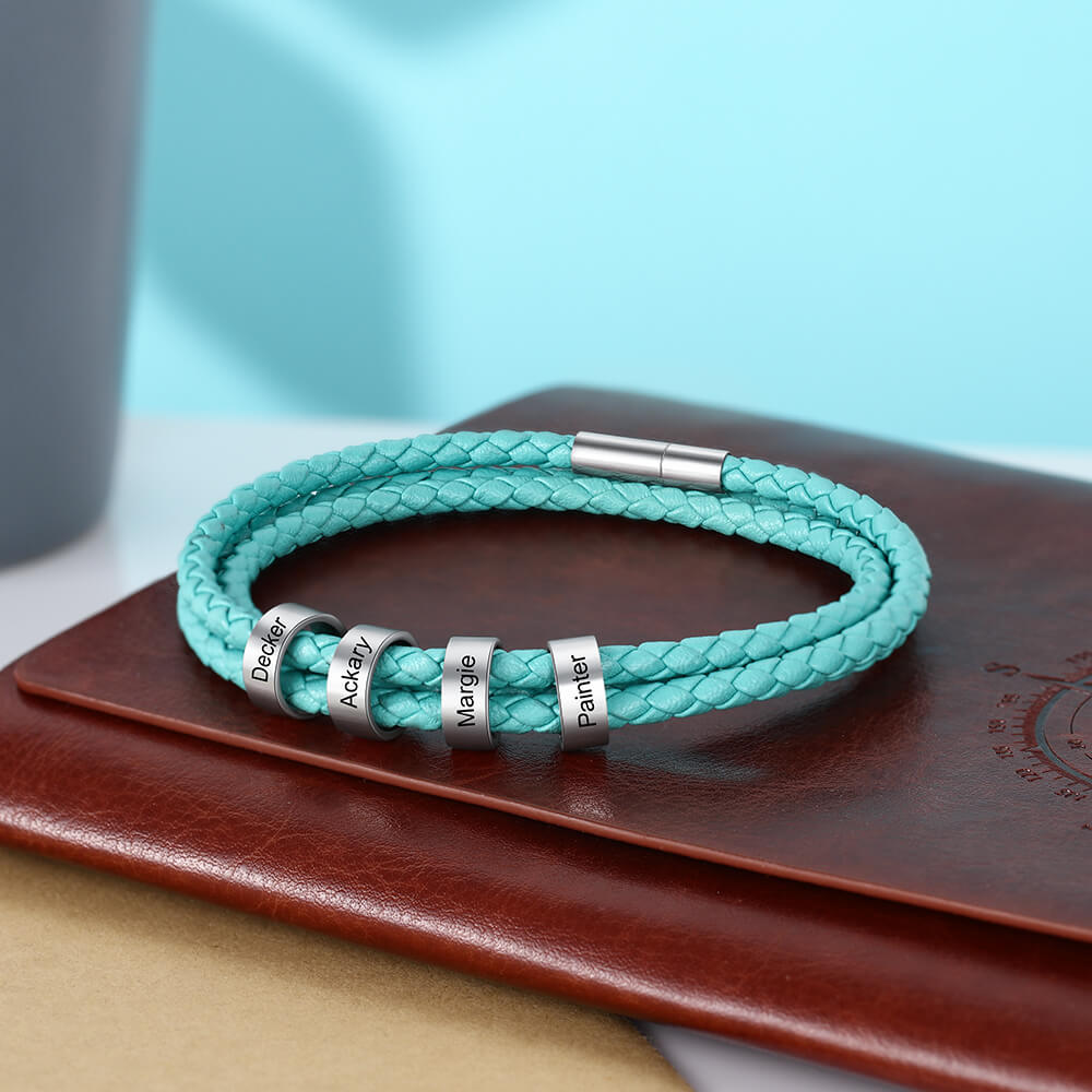 Engraved 4 Beads Bracelet