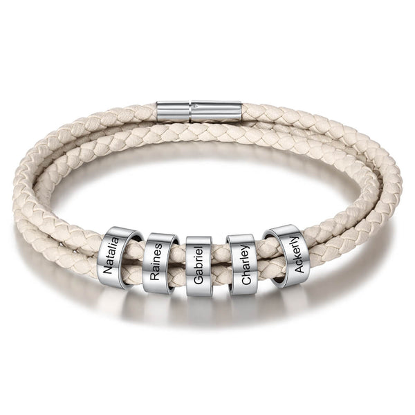Engraved 5 Beads Bracelet