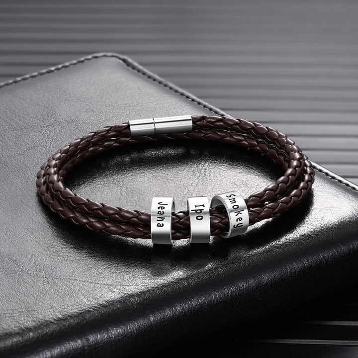 Men's Engraved 3 Beads Bracelet