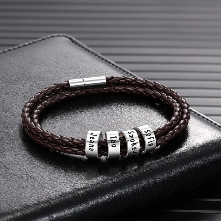 Men's Engraved 4 Beads Bracelet