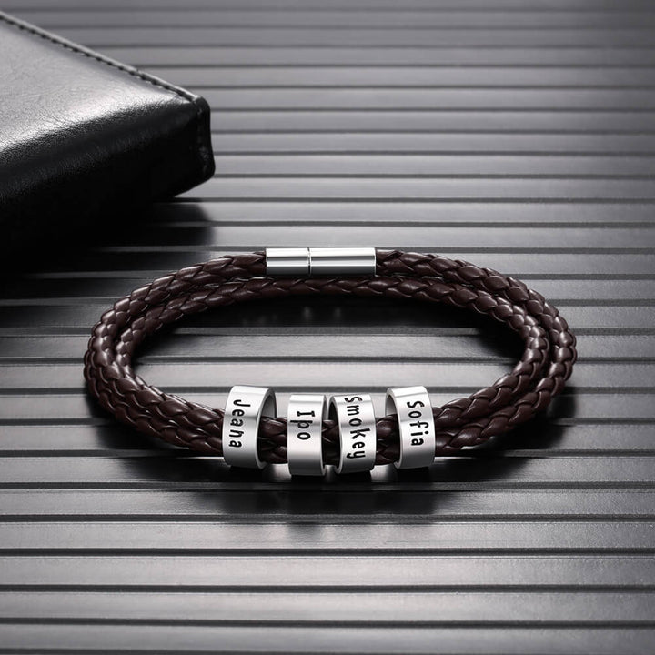 Men's Engraved 4 Beads Bracelet