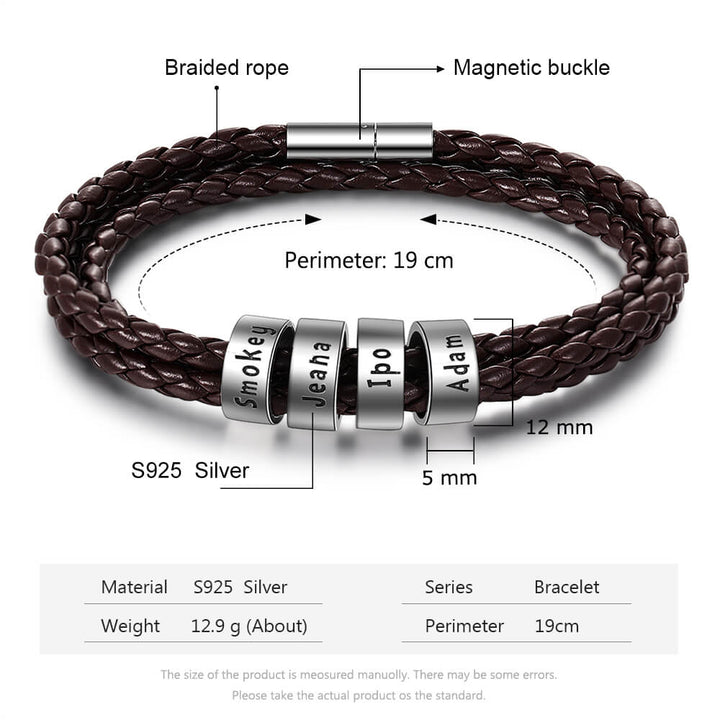 Men's Engraved 4 Beads Bracelet